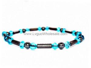 Hematite Tube Beads and Glass Beads Bracelet